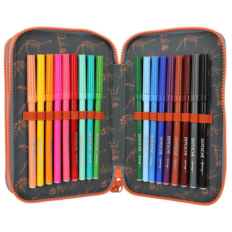 Dino World Triple Compartment Filled Pencil Case ROAR