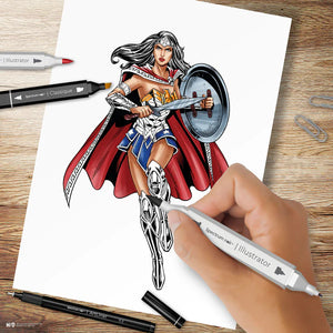 Spectrum Noir Fan-Art Like a Pro Art Markers Kit - Wonder Woman