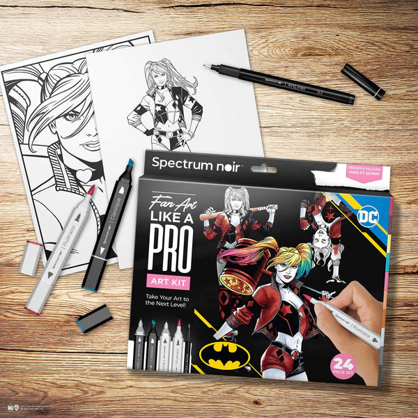 Spectrum Noir Fan-Art Like a Pro Art 24 Markers Kit - Harley Quinn