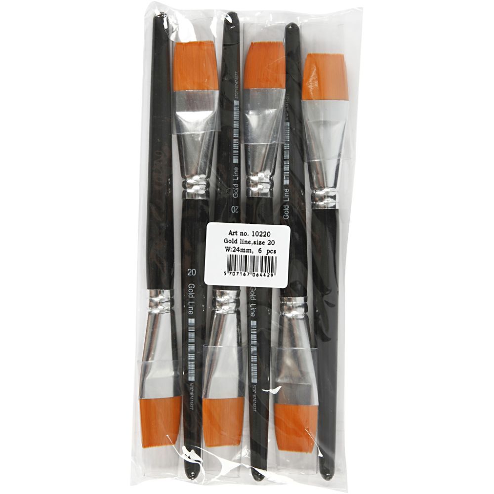 Gold Line Nylon Brushes No.20 21cm Flat (6 Pack)