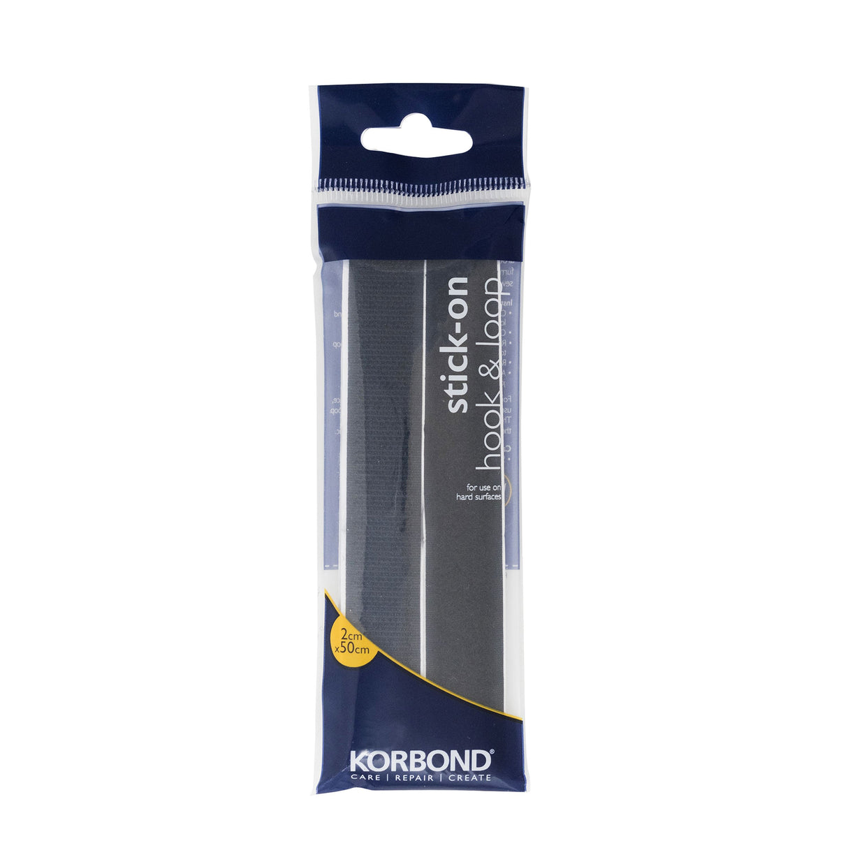 Korbond Hook & Loop Stick On - Black 2cmx50cm