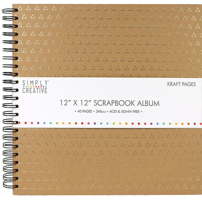Simply Creative Scrabook Album 12x12 - Kraft Triangles