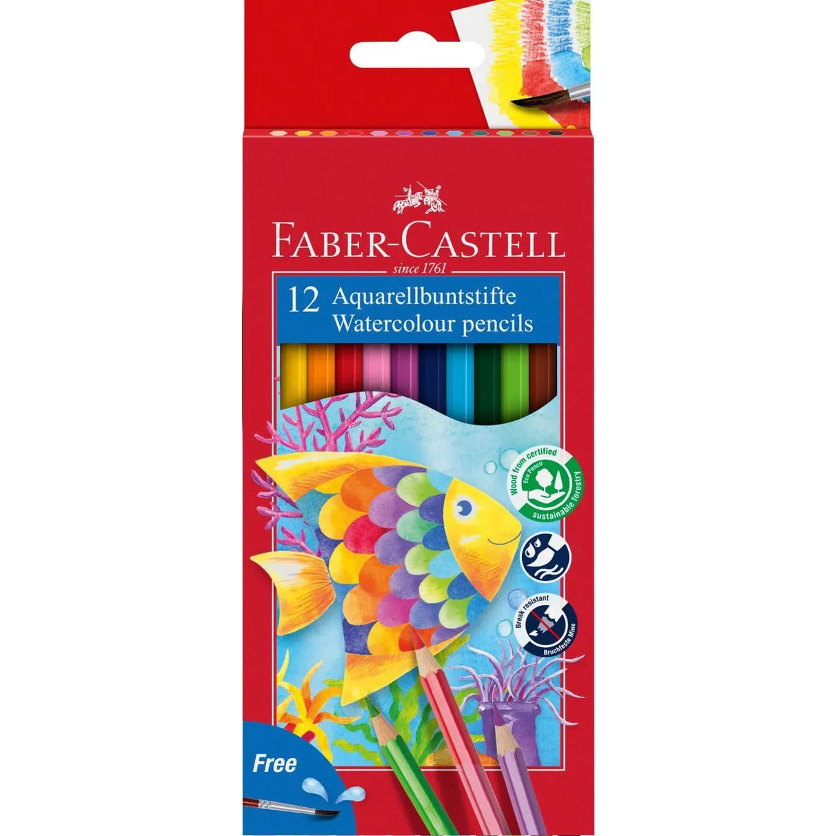 Faber-Castell Classic Colour Watercolour Pencils (12 Pack)