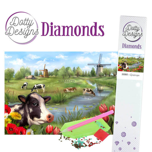 Dotty Designs Diamonds- Cow Landscape