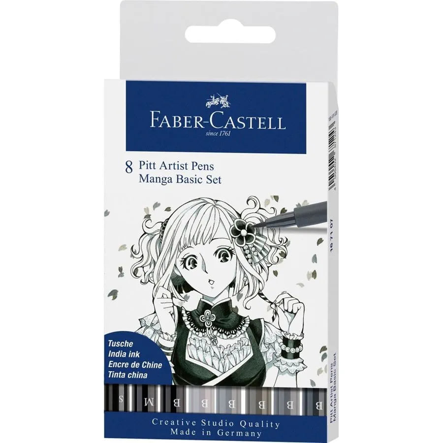 Faber Castell Pitt Artist Pen Brush - Manga Basic (Set of 8)