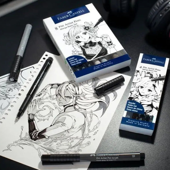 Faber Castell Pitt Artist Pen Brush - Manga Basic (Set of 8)