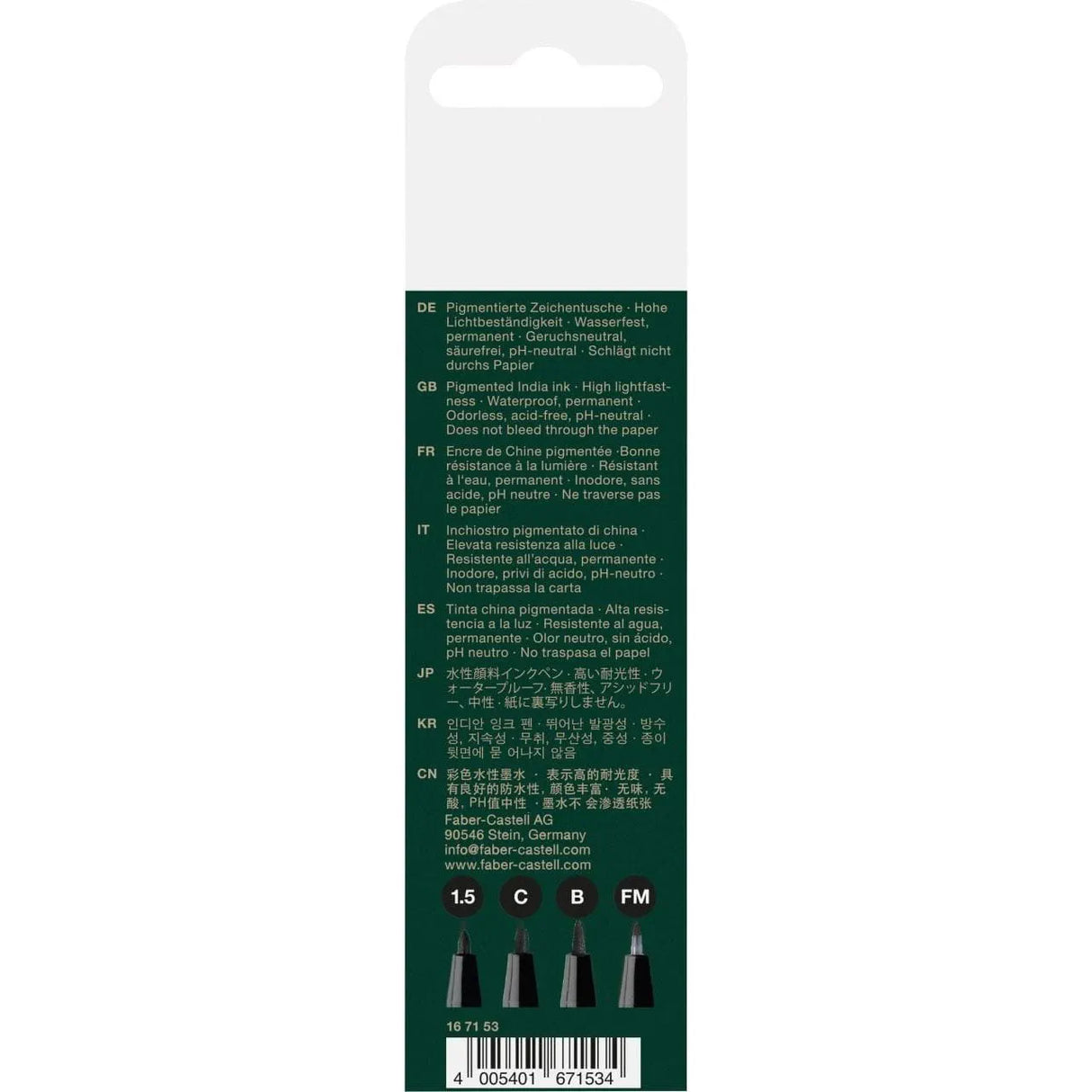 Faber-Castell Pitt Artist Pens India Ink - Black (4 Pack)