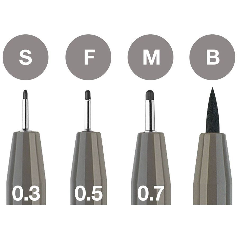Faber-Castell Pitt Artist India Ink Pens - Warm Grey 1V (4 Pack)