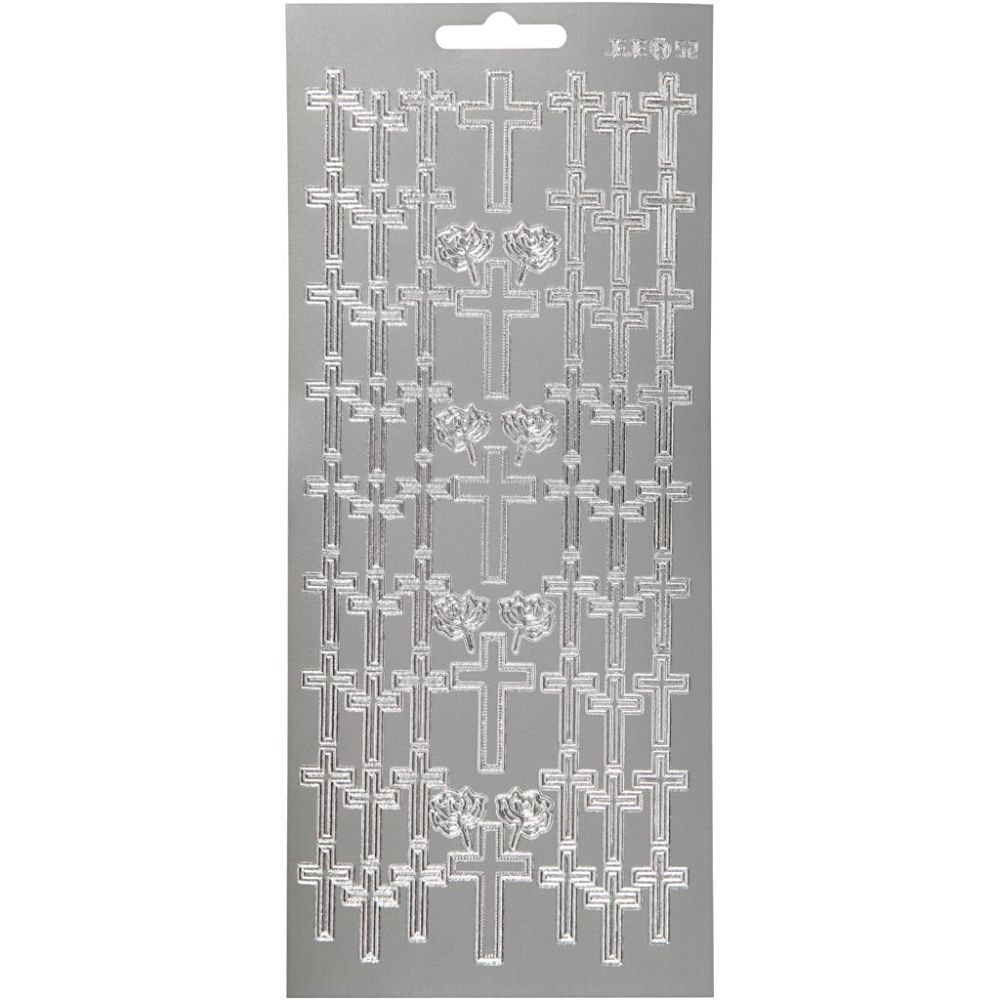 Stickers 10x23cm Sheet - Silver Cross