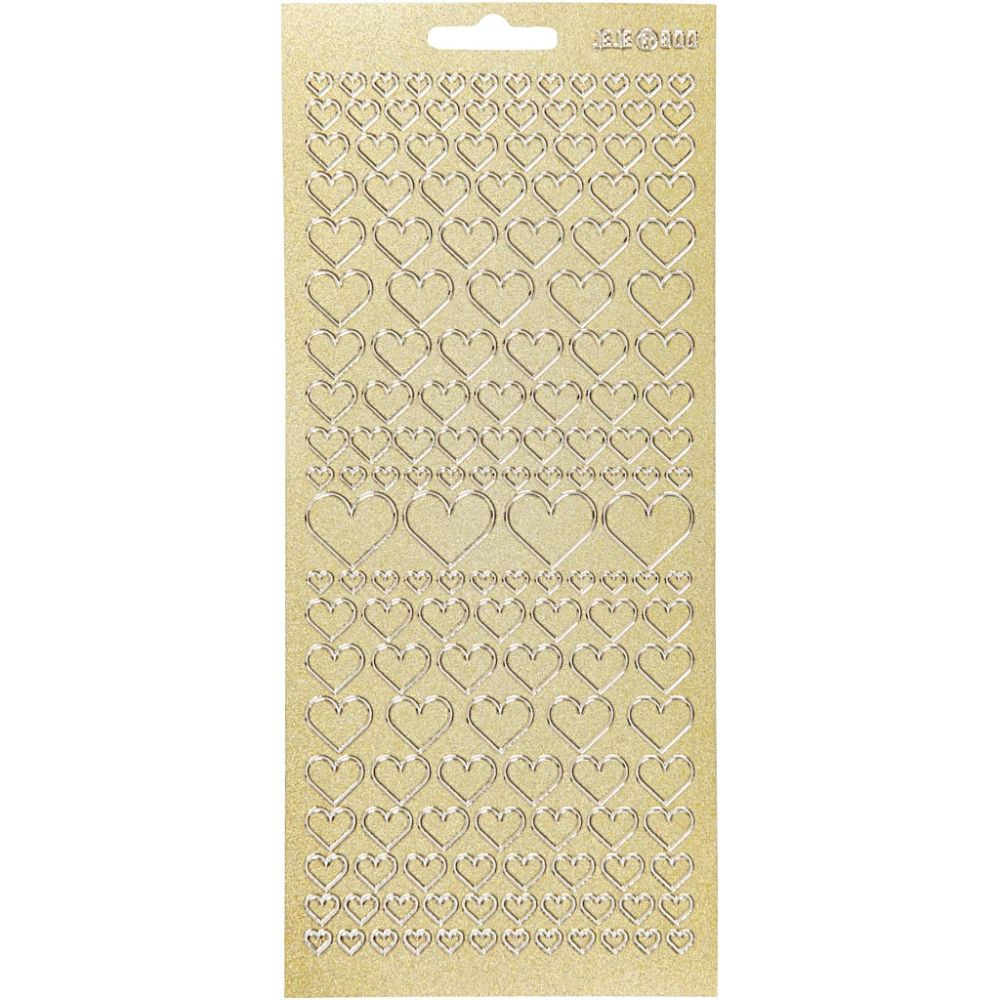 Stickers 10x23cm Sheet - Gold Hearts
