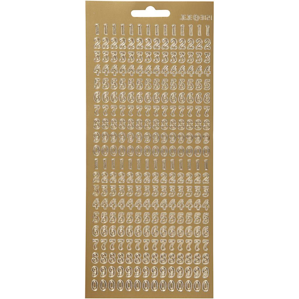 Stickers 10x23 cm Sheet - Gold Numbers
