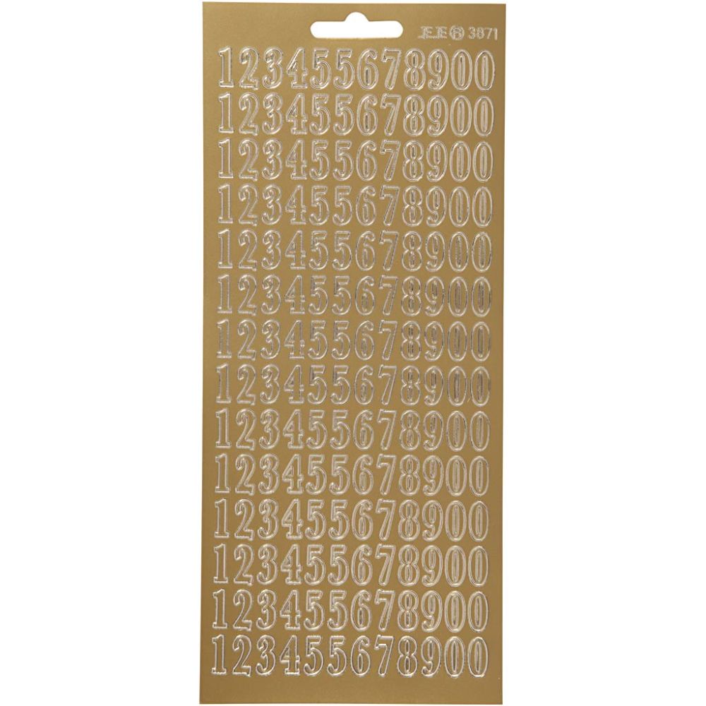 Stickers 10x23cm Sheet - Gold Numbers
