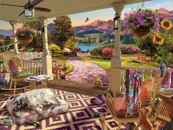 750 Piece Jigsaw Puzzle - Cozy Front Porch Views