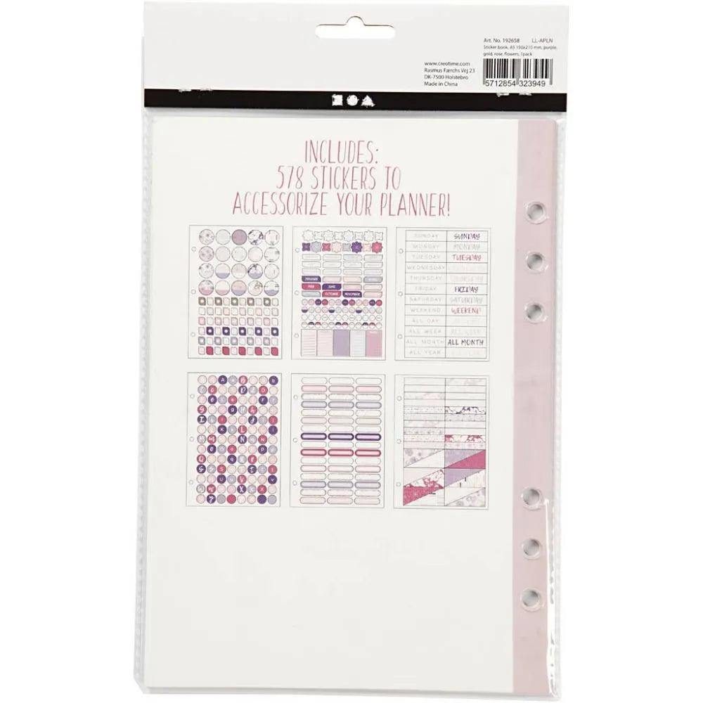 Sticker book, A5 150x210 mm, 1 pc, purple, gold, r