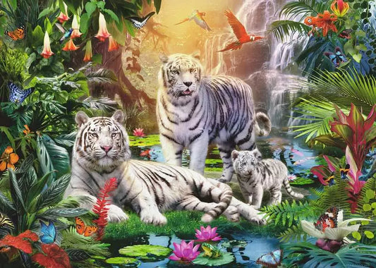 White Tiger Family 1000 Pieces Jigsaw Puzzle