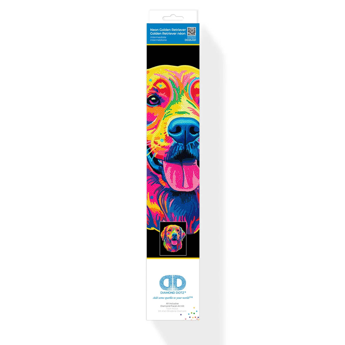 Diamond Dotz Flock Canvas 35x46cm Kit - Neon Golden Retriever
