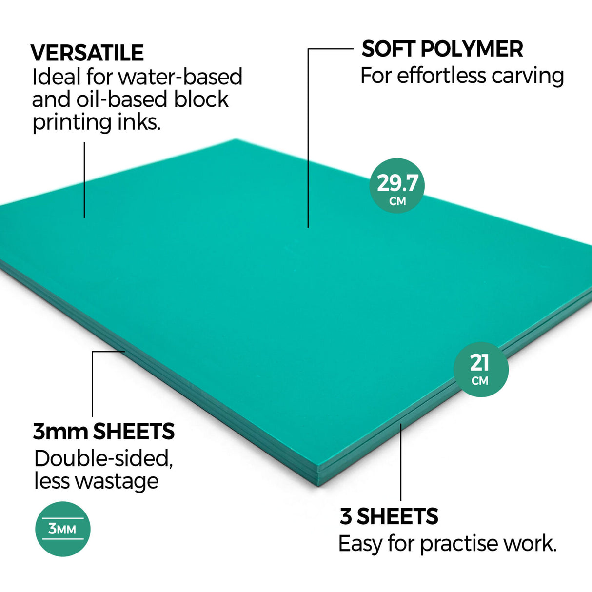 Zieler A4 Soft Cut Lino Printing Bloc Sheets (Pack of 3)