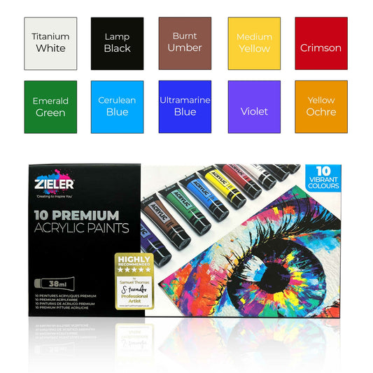 Zieler Acrylic Painting Introductory Set 10 Acrylic Paint Colours