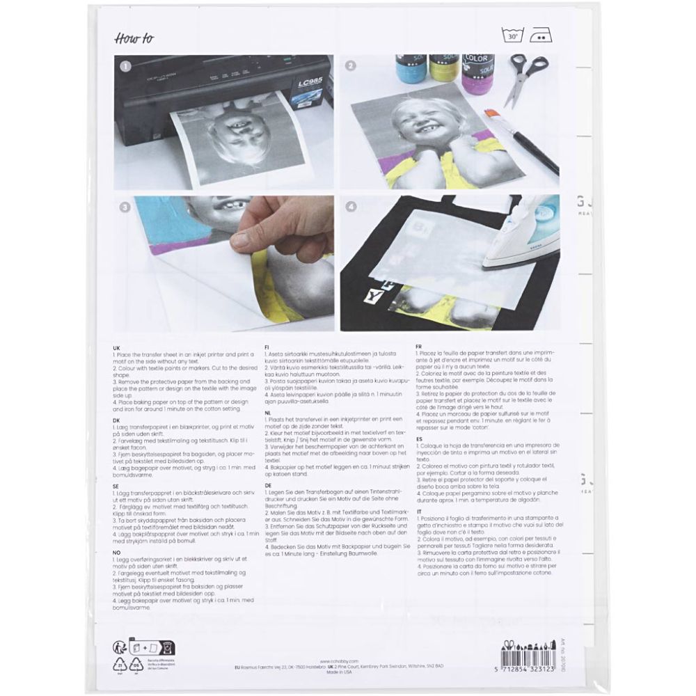 Transfer Sheets - Dark and Light Textiles (3 Sheets)