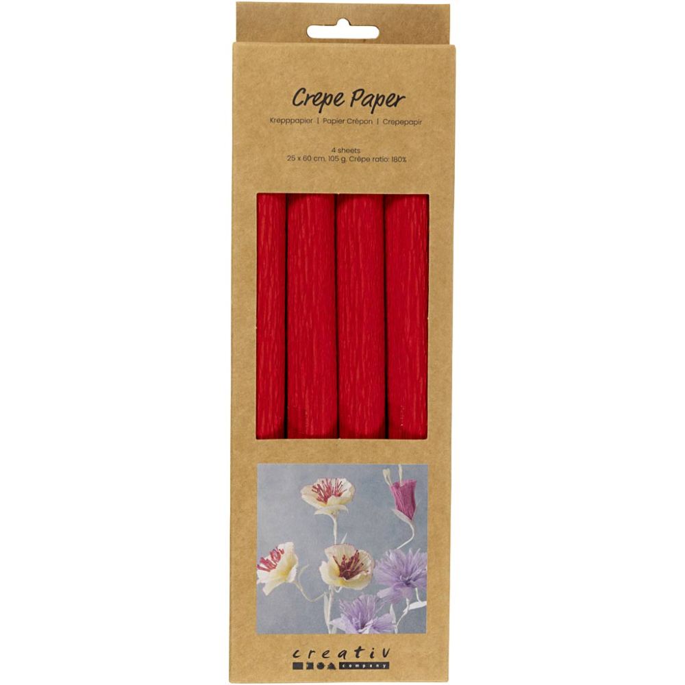 Crepe Paper 25x60cm - Red (4 Sheets)