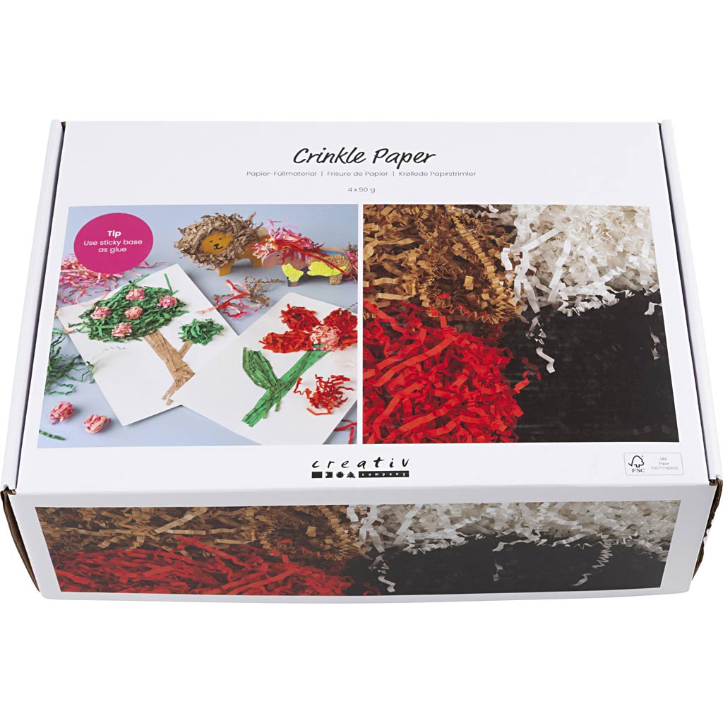 Crinkle Paper 25-30cm - Black Brown Red White (4x50g)