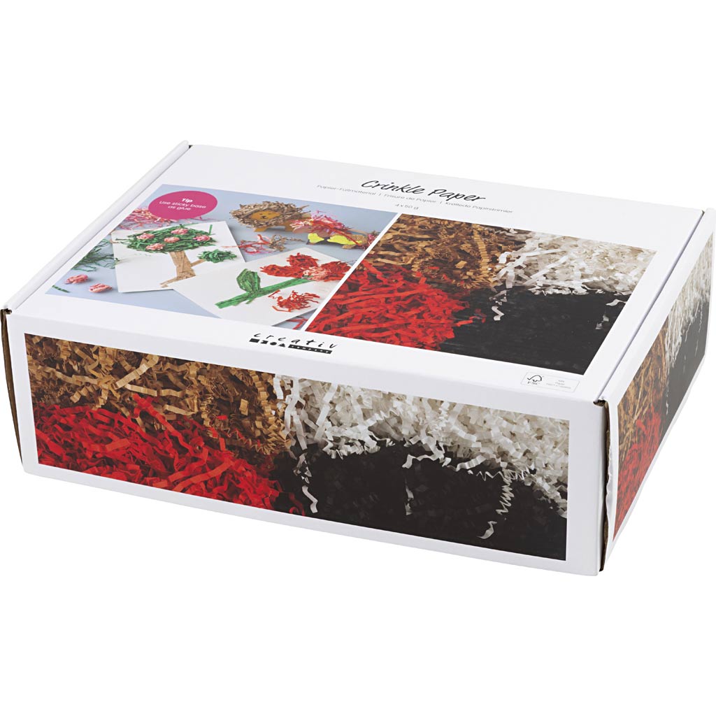 Crinkle Paper 25-30cm - Black Brown Red White (4x50g)