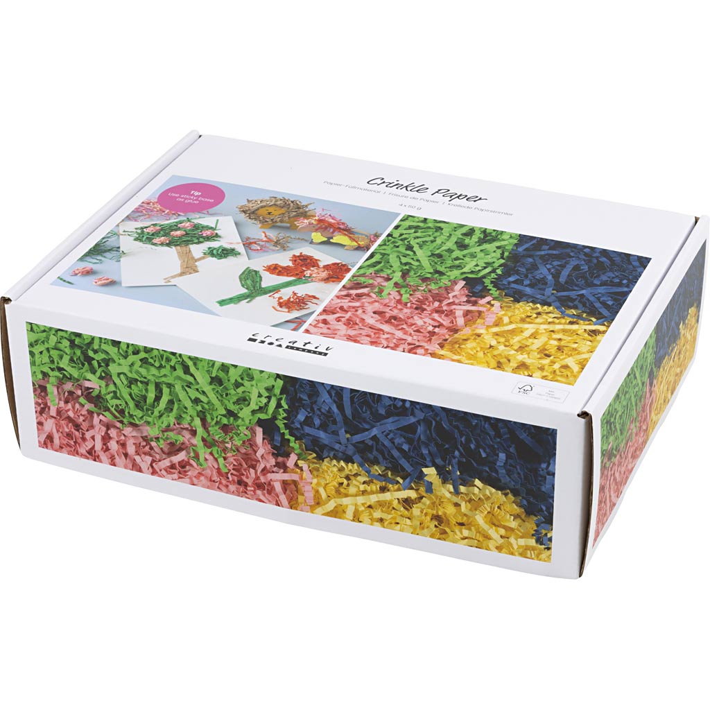 Crinkle Paper L:25-30cm W:3mm - Blue Dark Green Pink Yellow (4x50g)