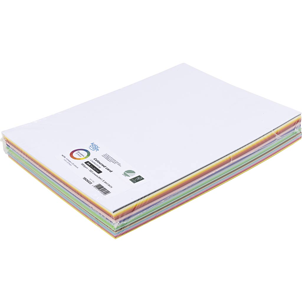 Card Paper A4 180g - Assorted Colours (150 Sheets)