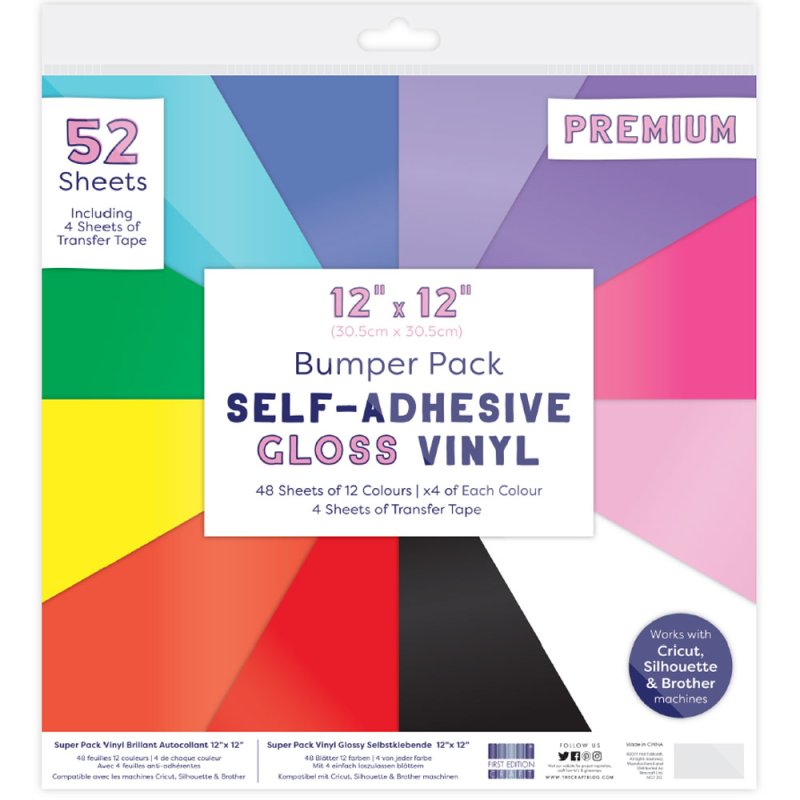 Self-Adhesive Matte Gloss Vinyl 12" x 12" - 52 Bumper Pack