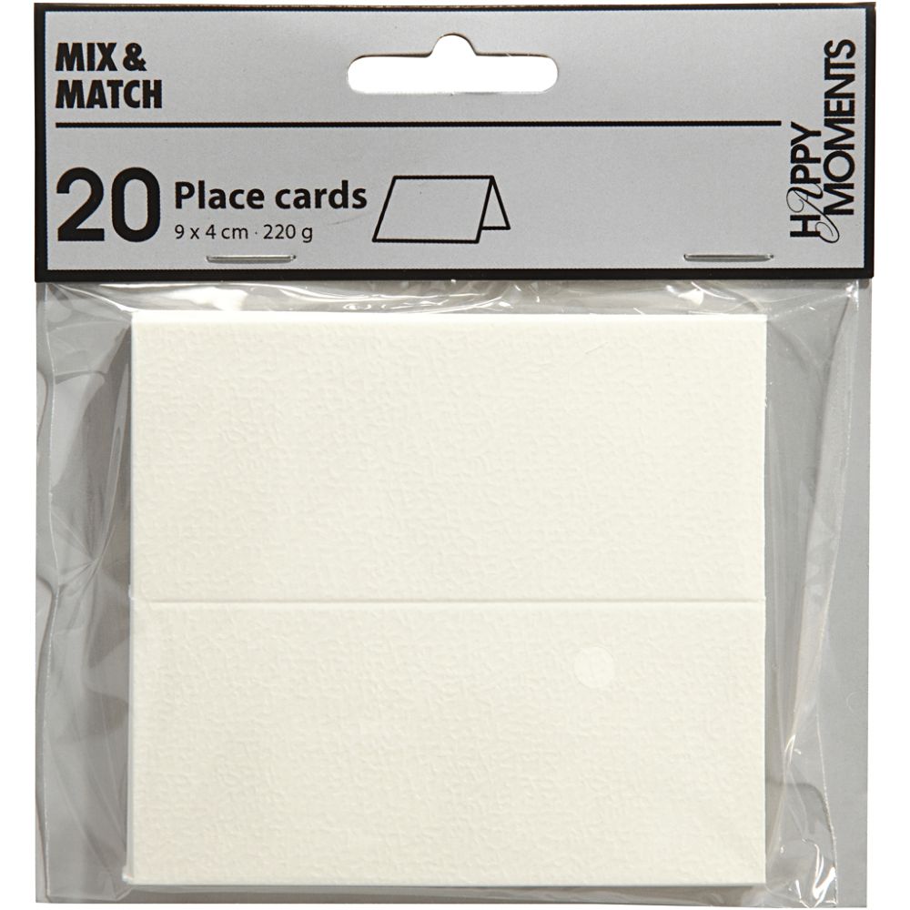 Place Cards 9x4cm - White (20 Pack)