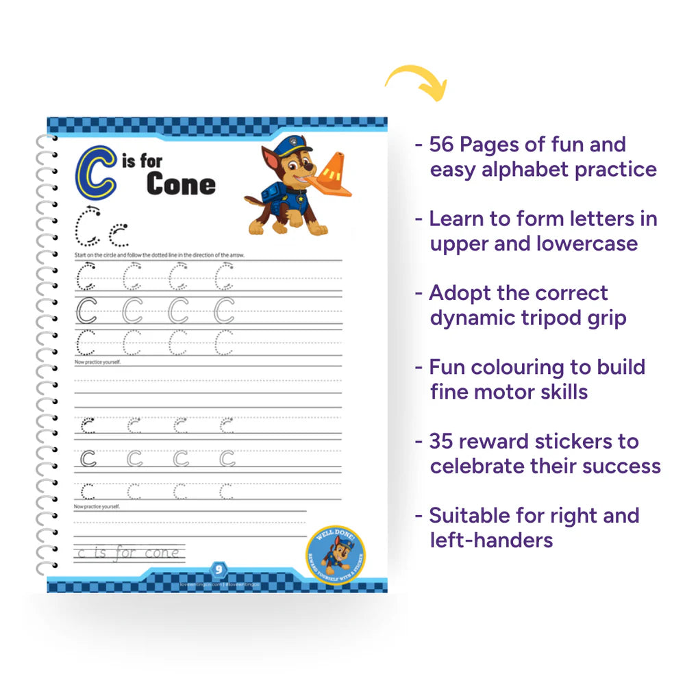 Paw Patrol Handwriting & Alphabet Practice Book Ages 3-5