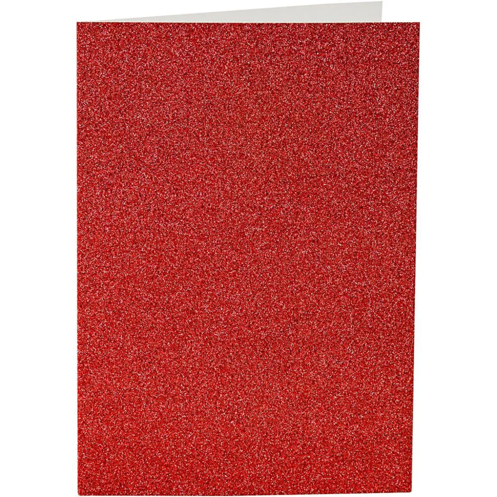 Cards & Envelopes - Red Glitter (4 Set)