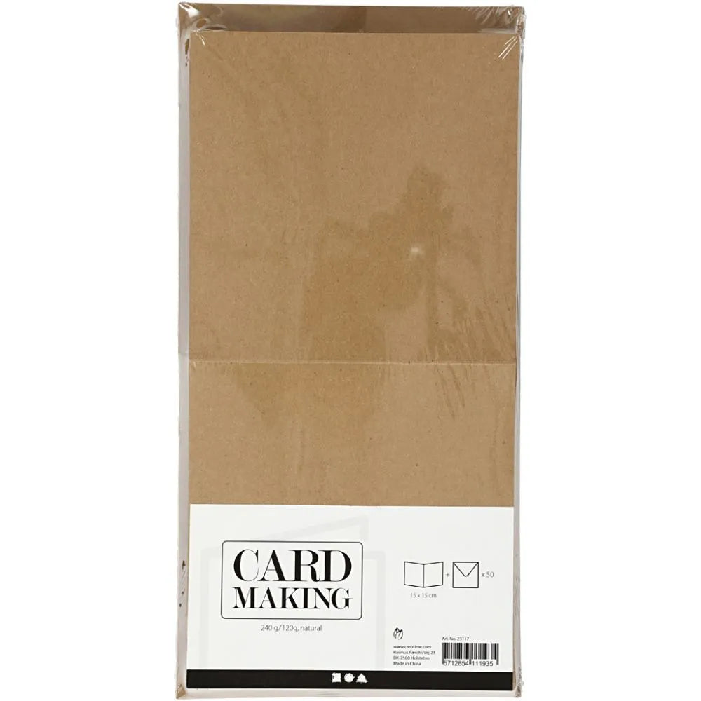 Cards & Envelopes 15x15 cm - Natural (Pack of 50)
