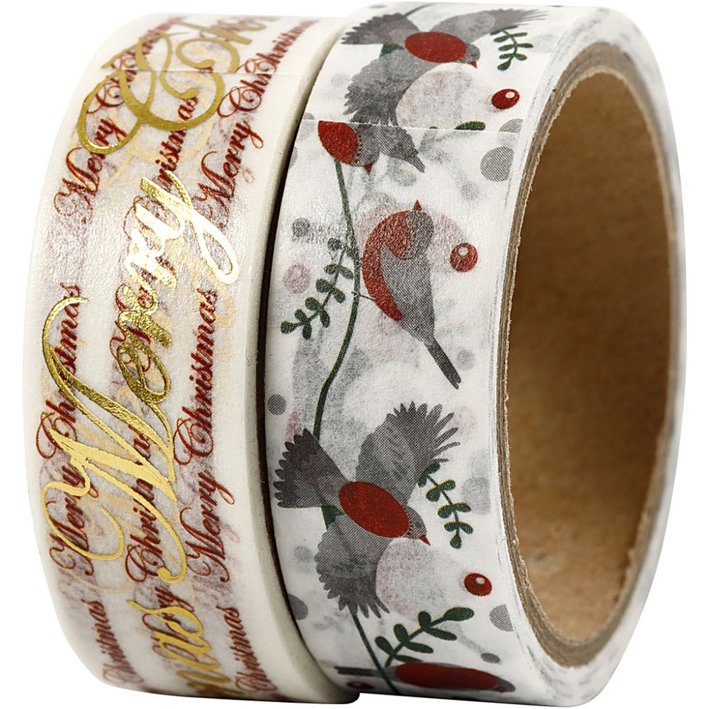 Vivi Gade Foil Washi Tape - Christmas Words & Birds