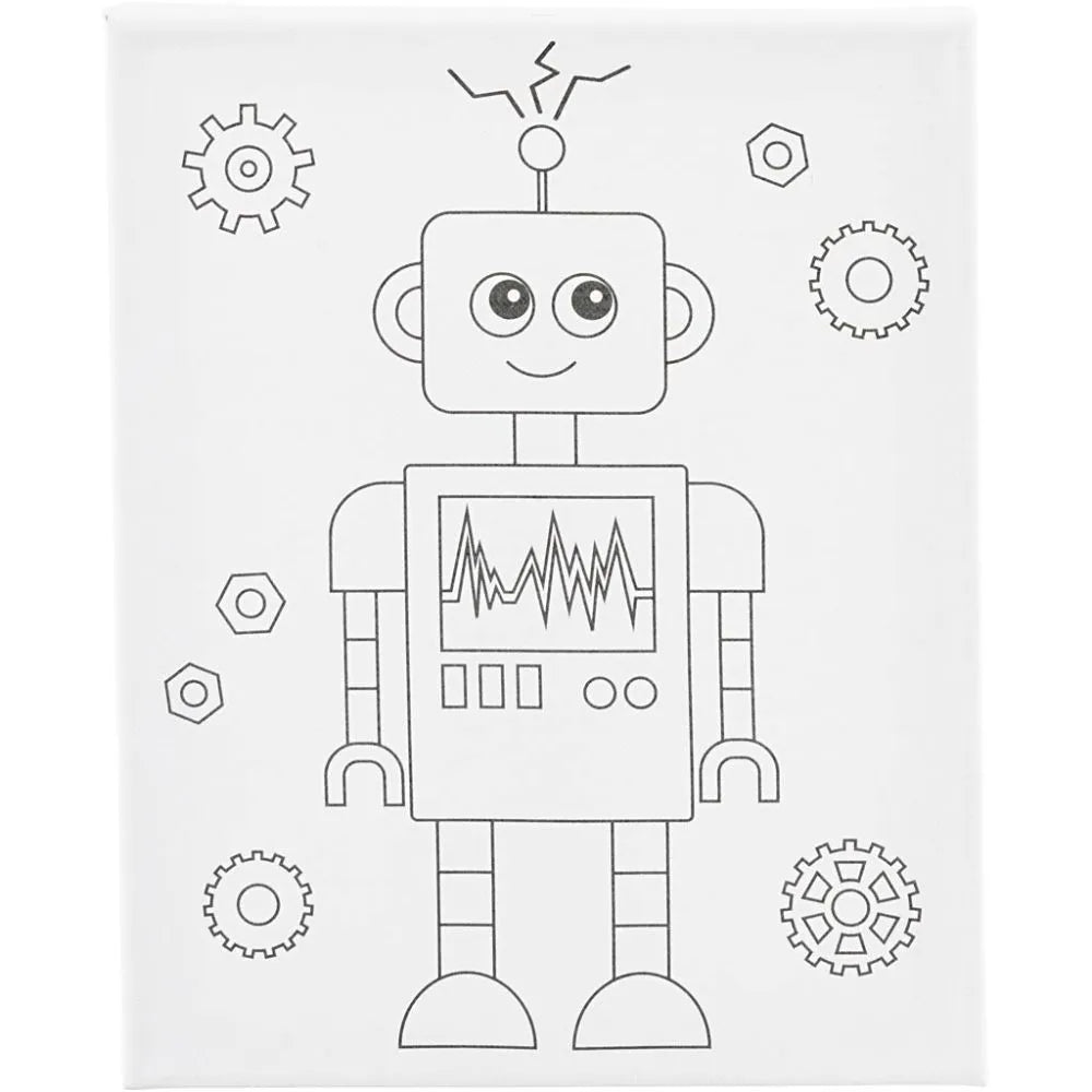 Colour-in Canvas with Print - Robot