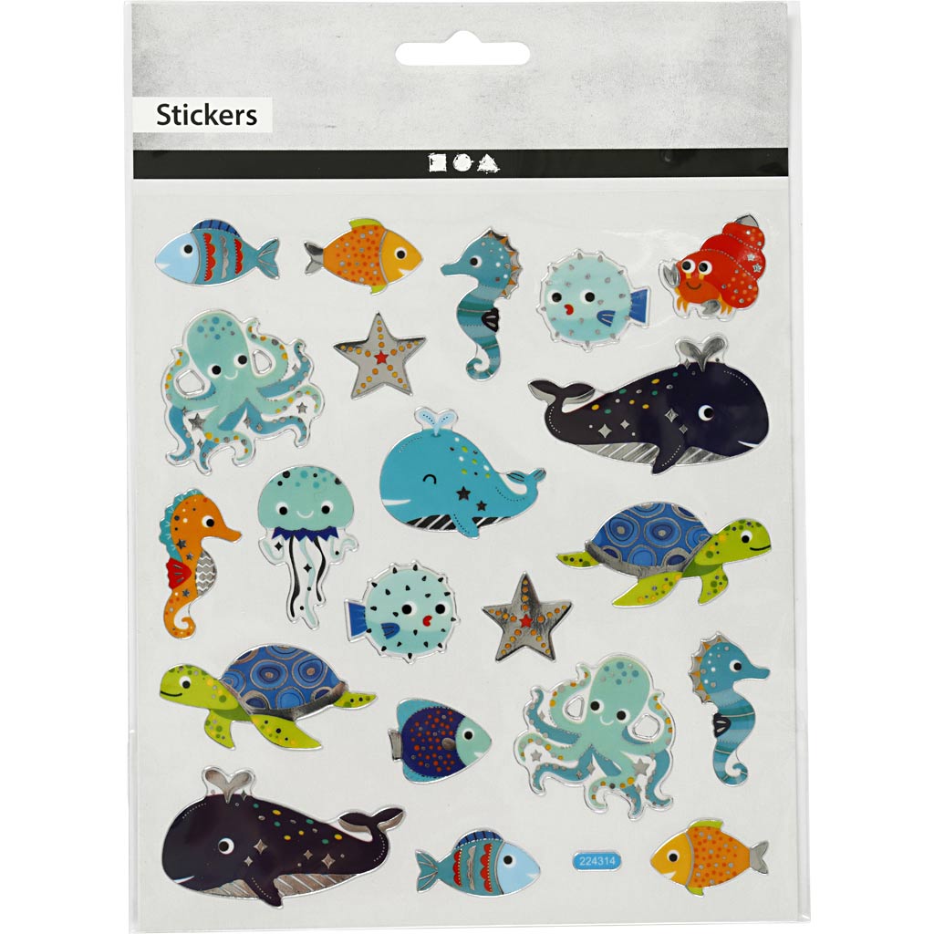 Stickers Sheet 15 x 16.5cm - Sea Animals