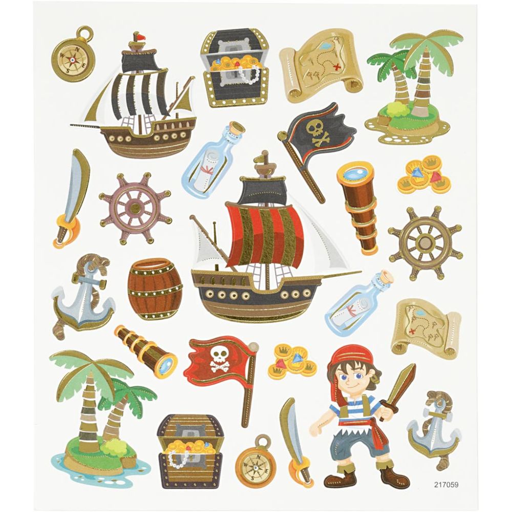 Stickers 15x16.5cm Sheet - Pirates