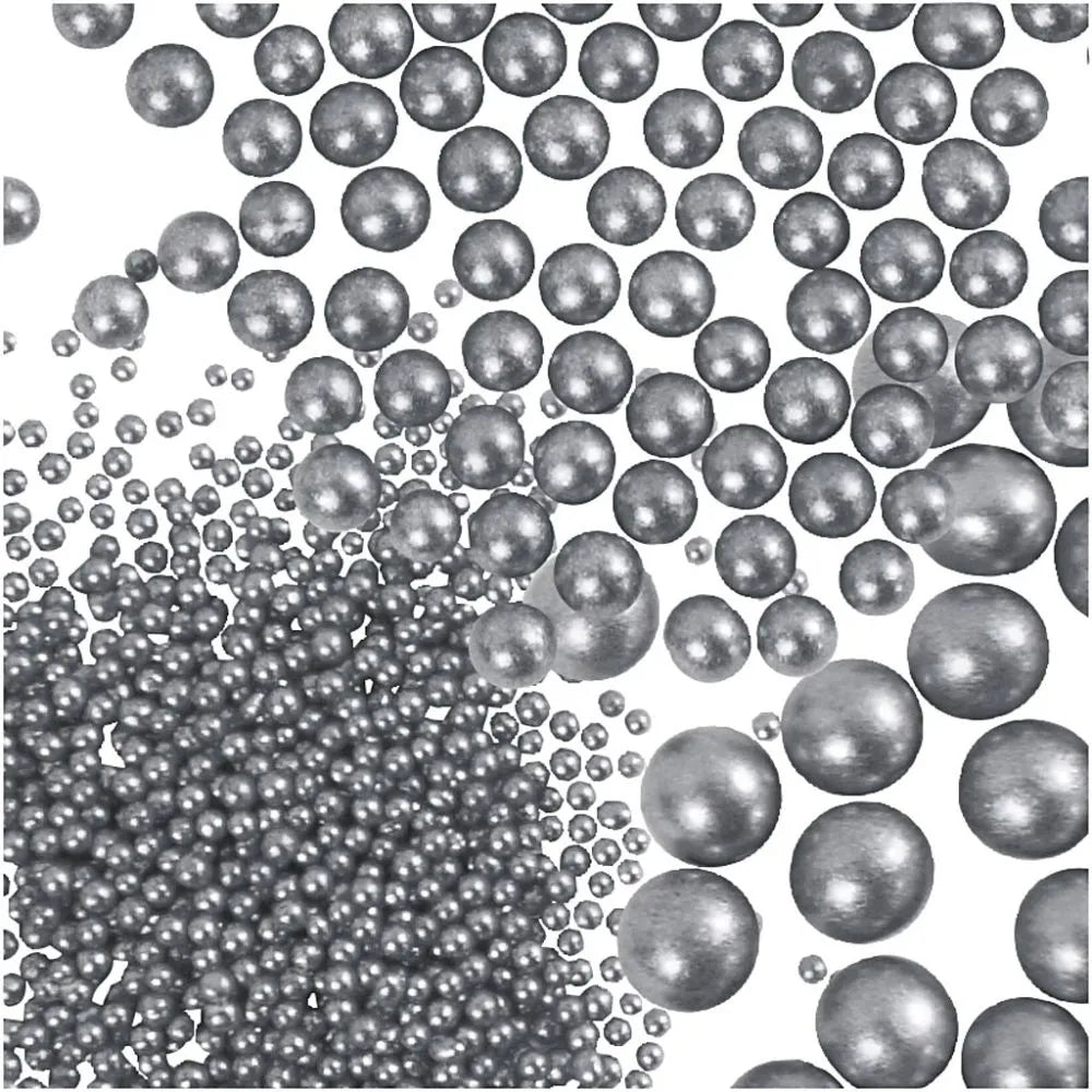 Mini Glass Beads - Silver (3 Sizes)