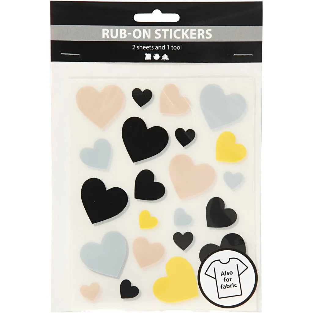Rub-on Sticker Sheet 12.2x15.3cm - Hearts
