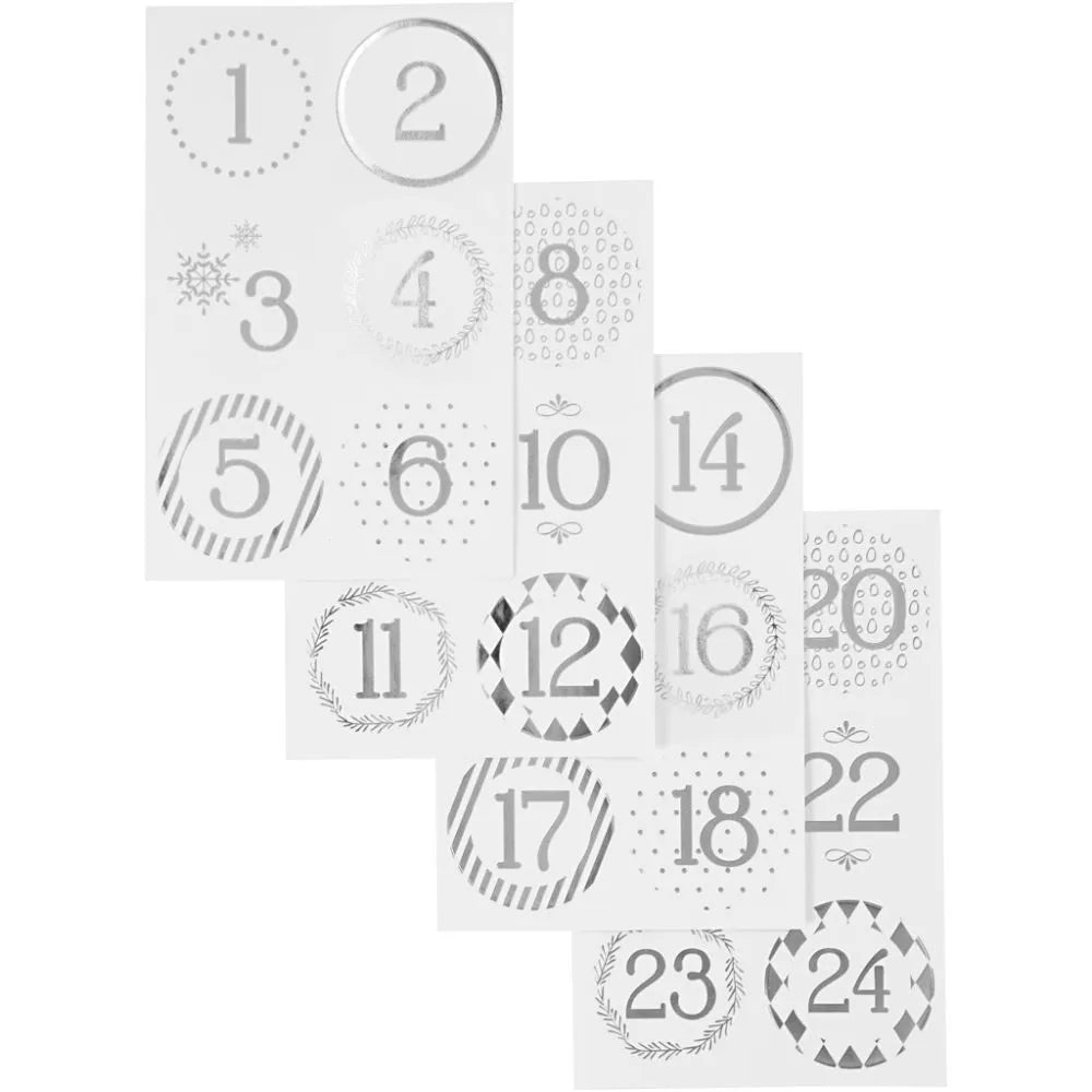 Christmas Stickers - Calendar Numbers (Pack of 4 Sheets)