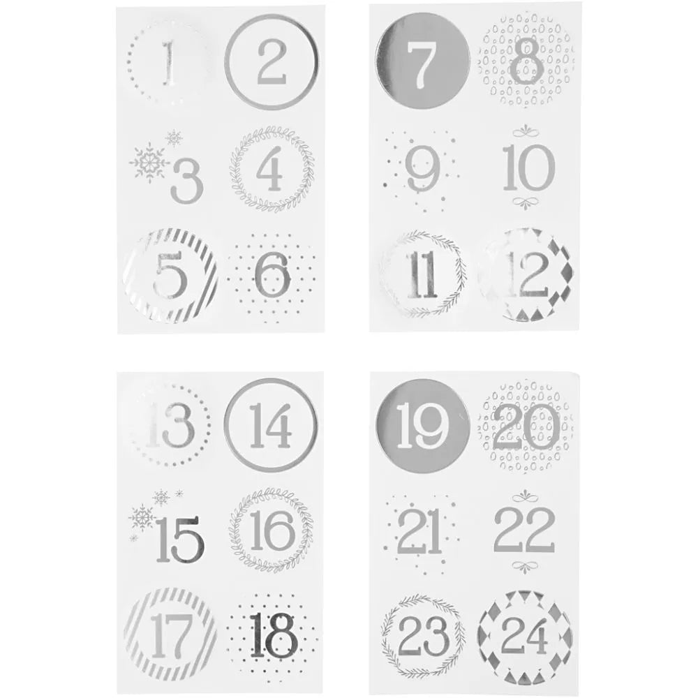 Christmas Stickers - Calendar Numbers (Pack of 4 Sheets)