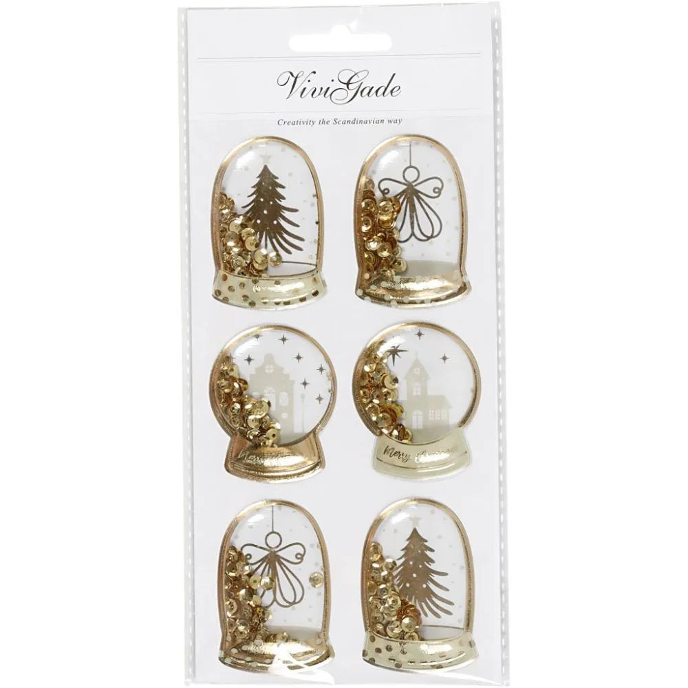 Vivi Gade Shaker Stickers - Gold Angel, Tree & Houses (6 Pieces)