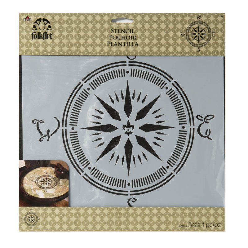 FolkArt Stencil 12x12 Inches - Compass