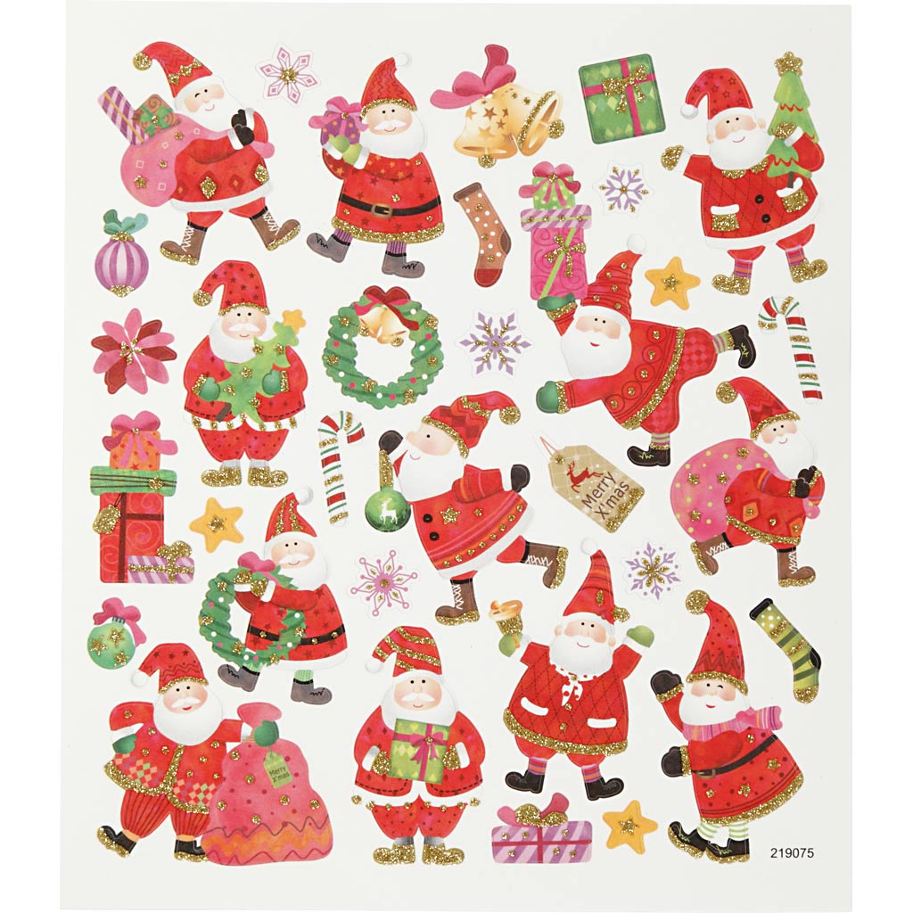Stickers Sheet 15 x 16.5cm - Playful Santa