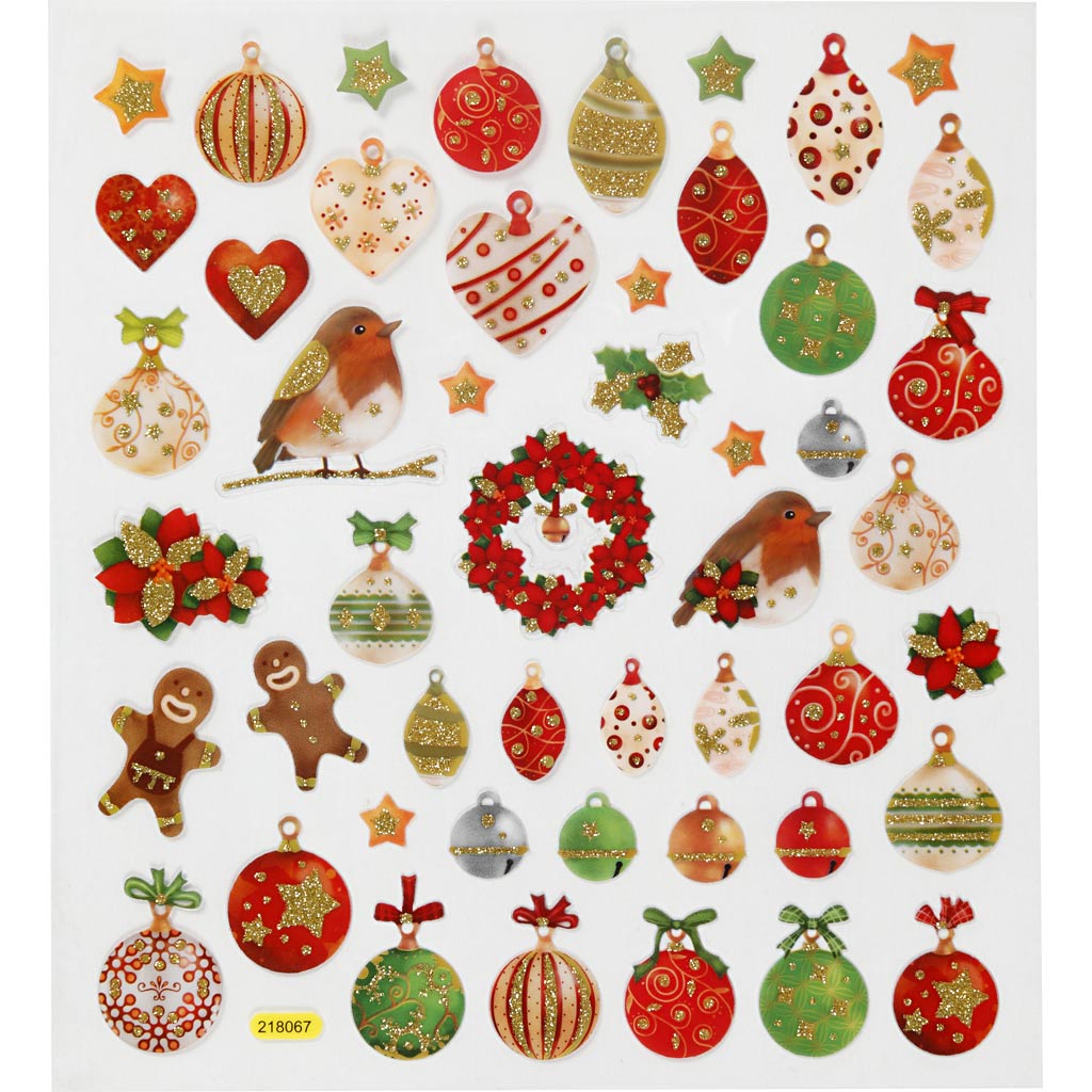 Stickers Sheet 15 x 16.5cm - Christmas Baubles & Decorations
