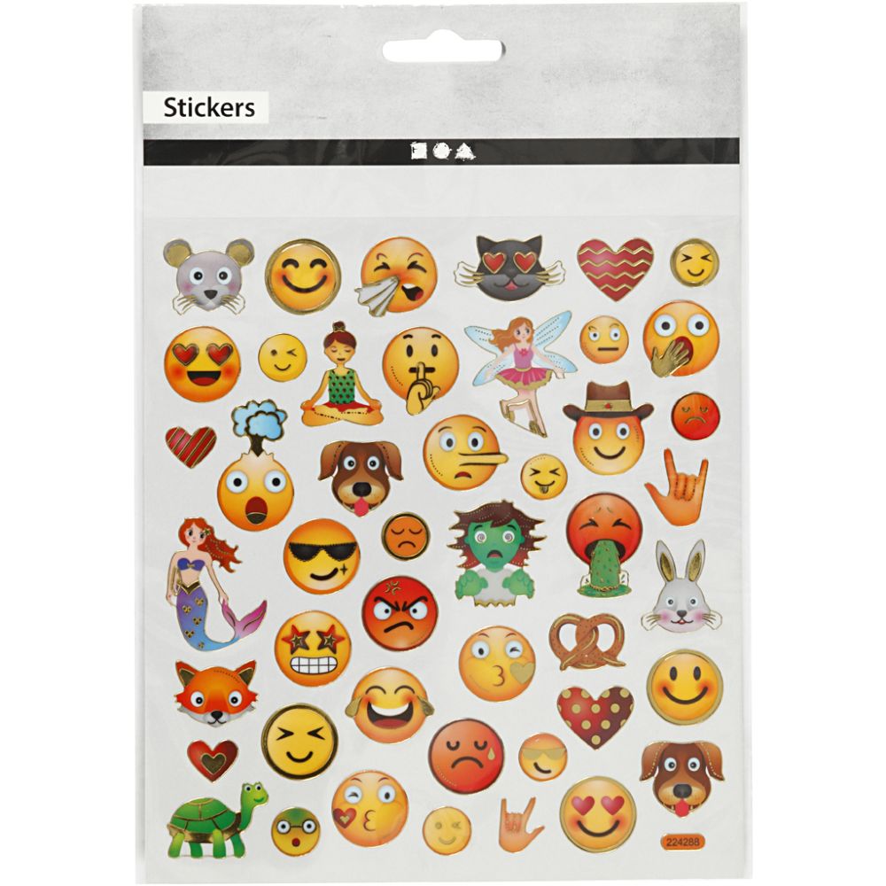 Stickers 15x16.5cm Sheet - Emojis
