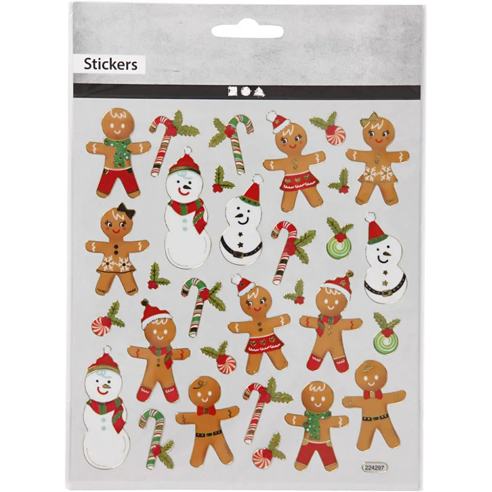 Stickers, gingerbread men and women, 15x16,5 cm, 1
