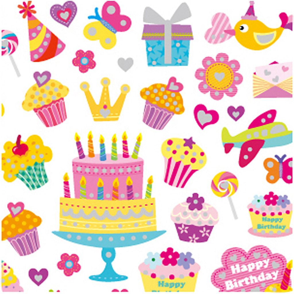 Fancy Glitter Stickers Sheet 15x16.5cm - Birthday