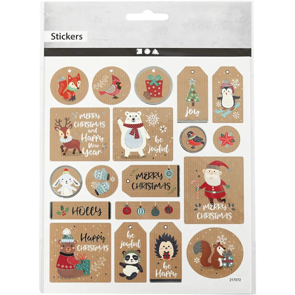 Christmas stickers with Silver Foil (1 Sheet)