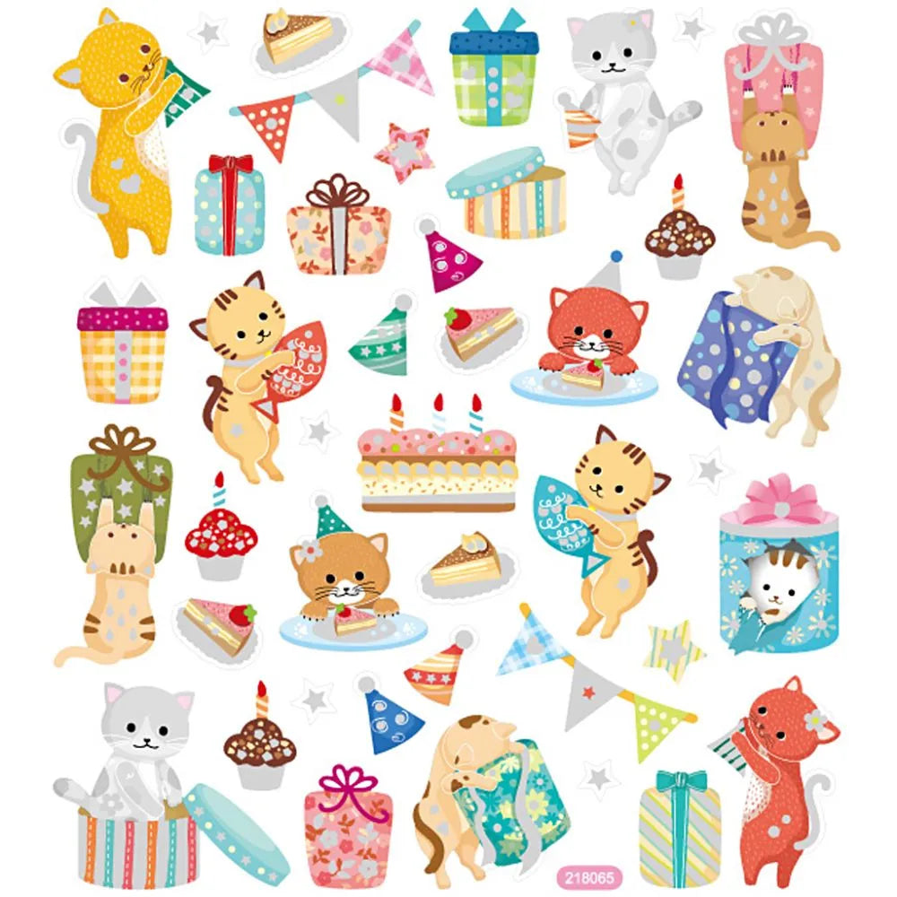 Creativ Glitter Stickers - Birthday Cats (1 Sheet)